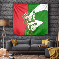 Oman Tapestry with White Blossom Floral Design and National Flag Colors