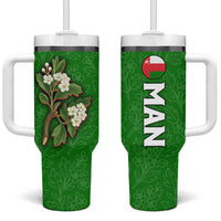 Oman Tumbler With Handle with White Blossom Floral Design and National Flag Colors