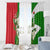 Oman Window Curtain with White Blossom Floral Design and National Flag Colors