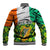 Ireland Baseball Jacket with Irish Flag Harp and Shamrock Pattern Design