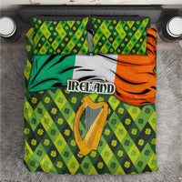 Ireland Bedding Set with Irish Flag Harp and Shamrock Pattern Design