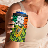 Ireland 4 in 1 Can Cooler Tumbler with Irish Flag Harp and Shamrock Pattern Design