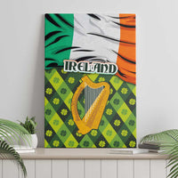Ireland Canvas Wall Art with Irish Flag Harp and Shamrock Pattern Design