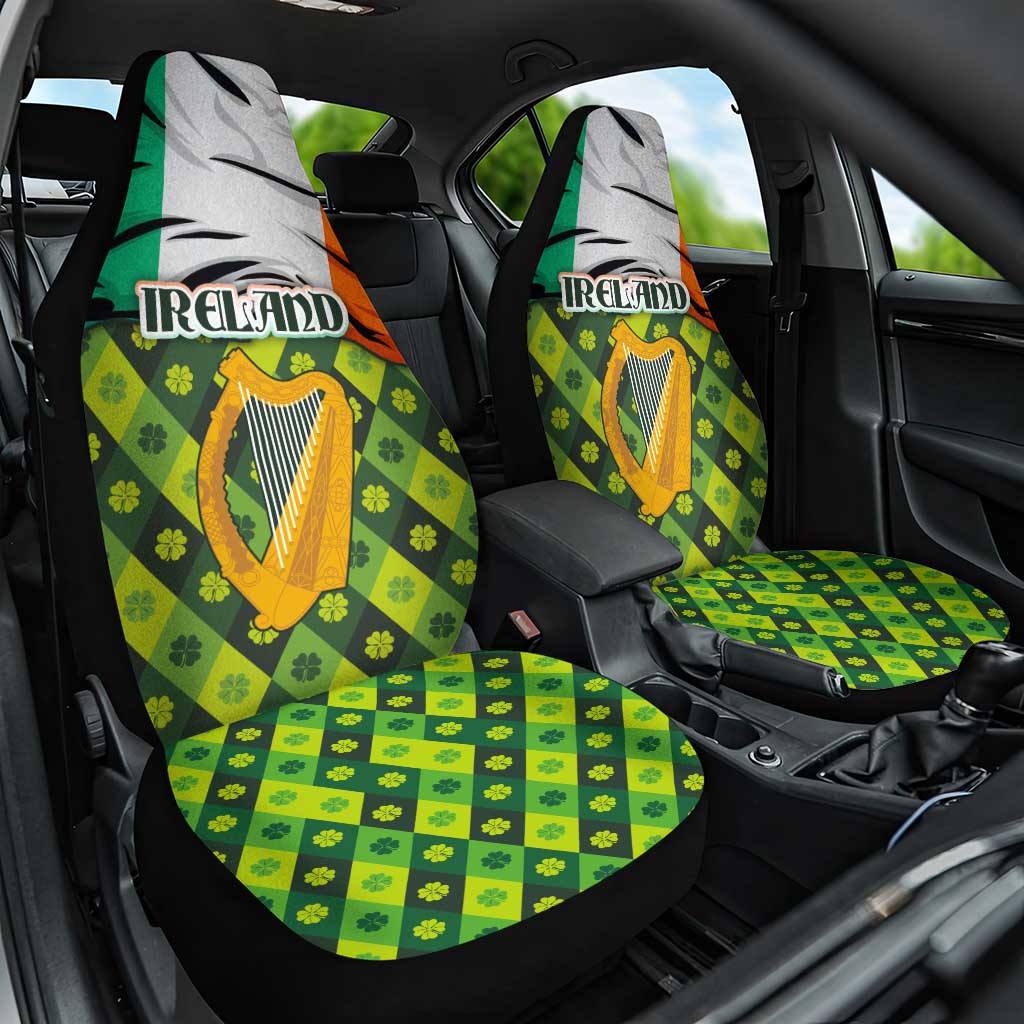 Ireland Car Seat Cover with Irish Flag Harp and Shamrock Pattern Design