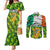Ireland Couples Matching Mermaid Dress and Long Sleeve Button Shirt with Irish Flag Harp and Shamrock Pattern Design