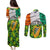 Ireland Couples Matching Puletasi and Long Sleeve Button Shirt with Irish Flag Harp and Shamrock Pattern Design