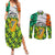 Ireland Couples Matching Summer Maxi Dress and Long Sleeve Button Shirt with Irish Flag Harp and Shamrock Pattern Design