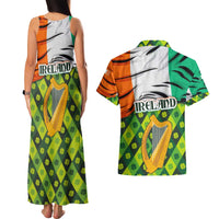 Ireland Couples Matching Tank Maxi Dress and Hawaiian Shirt with Irish Flag Harp and Shamrock Pattern Design