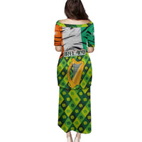 Ireland Family Matching Puletasi and Hawaiian Shirt with Irish Flag Harp and Shamrock Pattern Design