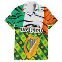 Ireland Family Matching Short Sleeve Bodycon Dress and Hawaiian Shirt with Irish Flag Harp and Shamrock Pattern Design