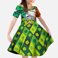 Ireland Family Matching Summer Maxi Dress and Hawaiian Shirt with Irish Flag Harp and Shamrock Pattern Design