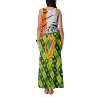 Ireland Family Matching Tank Maxi Dress and Hawaiian Shirt with Irish Flag Harp and Shamrock Pattern Design