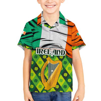 Ireland Family Matching Tank Maxi Dress and Hawaiian Shirt with Irish Flag Harp and Shamrock Pattern Design
