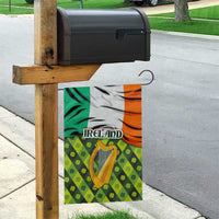 Ireland Garden Flag with Irish Flag Harp and Shamrock Pattern Design