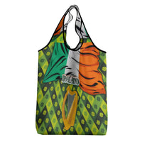 Ireland Grocery Bag with Irish Flag Harp and Shamrock Pattern Design