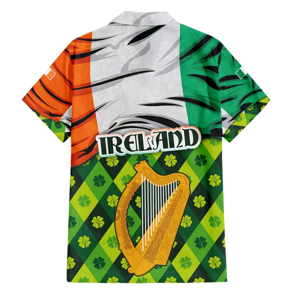 Ireland Hawaiian Shirt with Irish Flag Harp and Shamrock Pattern Design