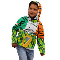 Ireland Kid Hoodie with Irish Flag Harp and Shamrock Pattern Design