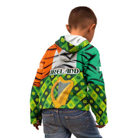 Ireland Kid Hoodie with Irish Flag Harp and Shamrock Pattern Design