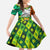 Ireland Kid Short Sleeve Dress with Irish Flag Harp and Shamrock Pattern Design