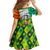 Ireland Kid Short Sleeve Dress with Irish Flag Harp and Shamrock Pattern Design