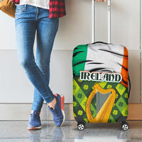Ireland Luggage Cover with Irish Flag Harp and Shamrock Pattern Design