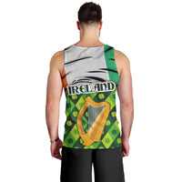 Ireland Men Tank Top with Irish Flag Harp and Shamrock Pattern Design