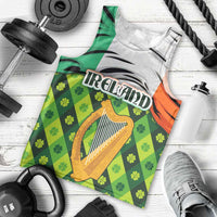 Ireland Men Tank Top with Irish Flag Harp and Shamrock Pattern Design