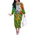 Ireland Off The Shoulder Long Sleeve Dress with Irish Flag Harp and Shamrock Pattern Design