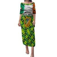 Ireland Puletasi with Irish Flag Harp and Shamrock Pattern Design