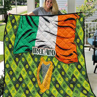 Ireland Quilt with Irish Flag Harp and Shamrock Pattern Design
