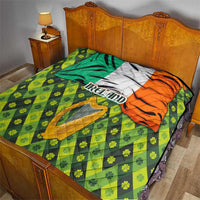 Ireland Quilt with Irish Flag Harp and Shamrock Pattern Design