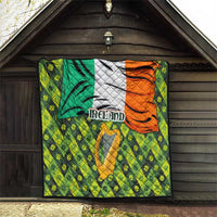 Ireland Quilt with Irish Flag Harp and Shamrock Pattern Design