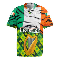 Ireland Rugby Jersey with Irish Flag Harp and Shamrock Pattern Design