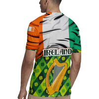 Ireland Rugby Jersey with Irish Flag Harp and Shamrock Pattern Design