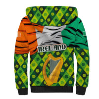 Ireland Sherpa Hoodie with Irish Flag Harp and Shamrock Pattern Design