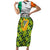 Ireland Short Sleeve Bodycon Dress with Irish Flag Harp and Shamrock Pattern Design