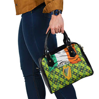 Ireland Shoulder Handbag with Irish Flag Harp and Shamrock Pattern Design
