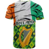 Ireland T Shirt with Irish Flag Harp and Shamrock Pattern Design