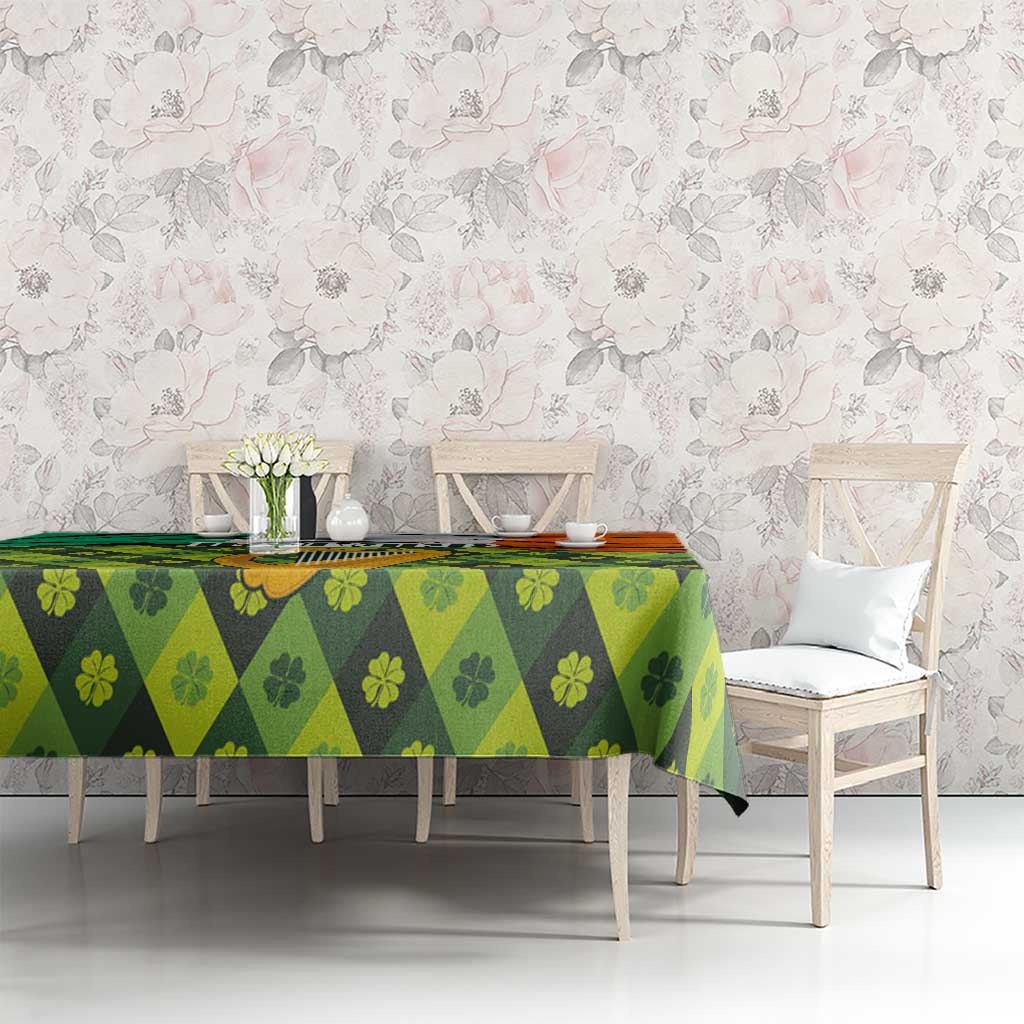 Ireland Tablecloth with Irish Flag Harp and Shamrock Pattern Design