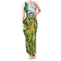 Ireland Tank Maxi Dress with Irish Flag Harp and Shamrock Pattern Design
