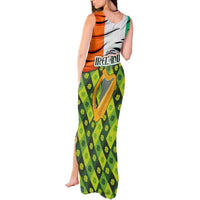 Ireland Tank Maxi Dress with Irish Flag Harp and Shamrock Pattern Design