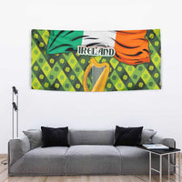 Ireland Tapestry with Irish Flag Harp and Shamrock Pattern Design