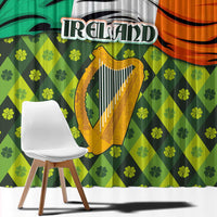 Ireland Window Curtain with Irish Flag Harp and Shamrock Pattern Design