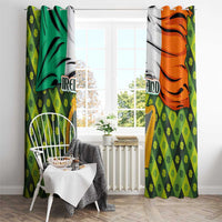 Ireland Window Curtain with Irish Flag Harp and Shamrock Pattern Design
