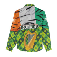 Ireland Women Casual Shirt with Irish Flag Harp and Shamrock Pattern Design