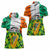 Ireland Women Polo Shirt with Irish Flag Harp and Shamrock Pattern Design