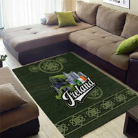 Celtic Ireland Area Rug with Irish Flag Castle and Knotwork Design
