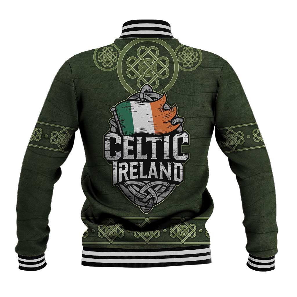 Celtic Ireland Baseball Jacket with Irish Flag Castle and Knotwork Design