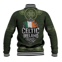 Celtic Ireland Baseball Jacket with Irish Flag Castle and Knotwork Design