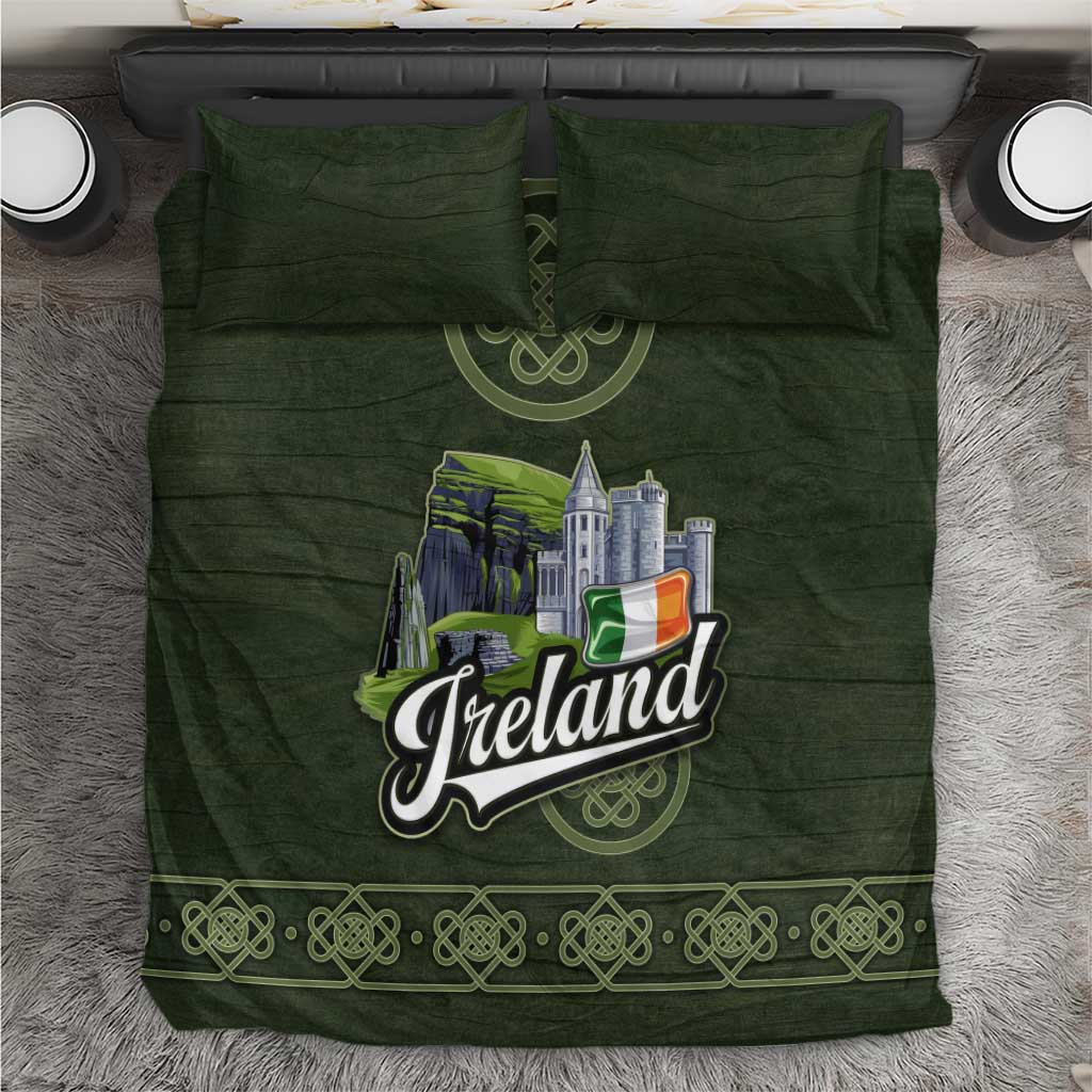 Celtic Ireland Bedding Set with Irish Flag Castle and Knotwork Design